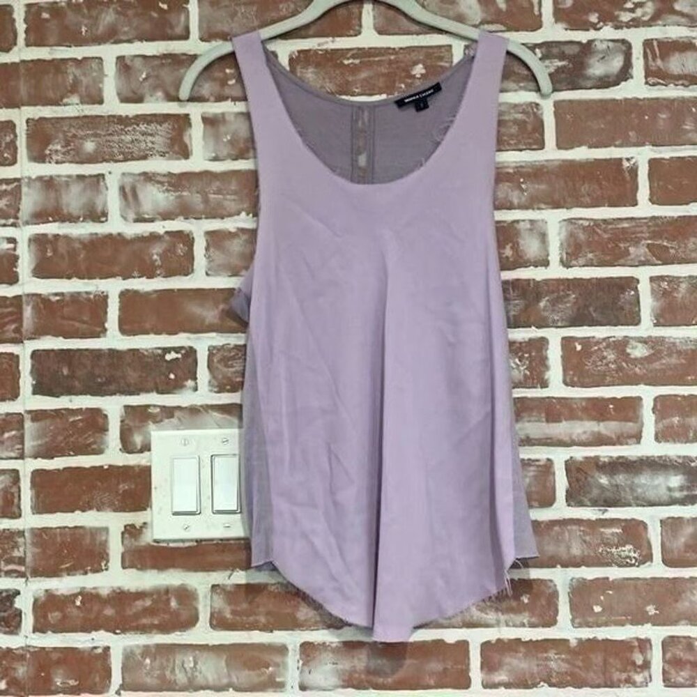 Monika Chiang Lavender Purple Raw Edge Silk Front Tank Small Womens